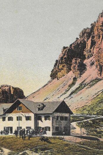 Historisches Bild der Drei Zinnen Hütte