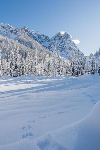 Schneebedeckte Dolomitenlandschaft